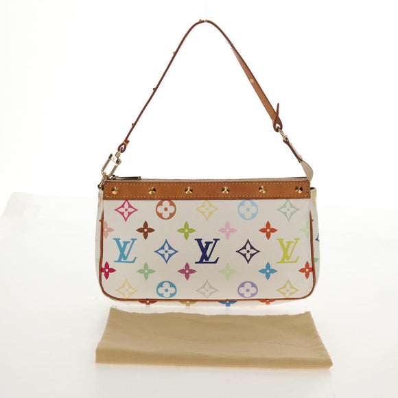 LOUIS VUITTON Multicolor Pochette Accessoires Pouch White M92649 LV Auth 146161A