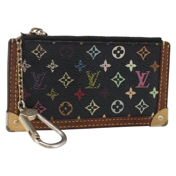 LOUIS VUITTON Multicolor Pochette Cles Coin Purse Black M13664 LV Auth 146244