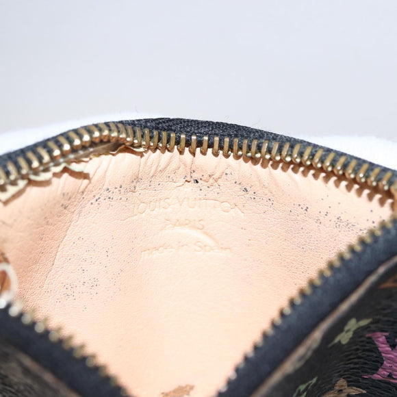 LOUIS VUITTON Multicolor Pochette Cles Coin Purse Black M13664 LV Auth 146244