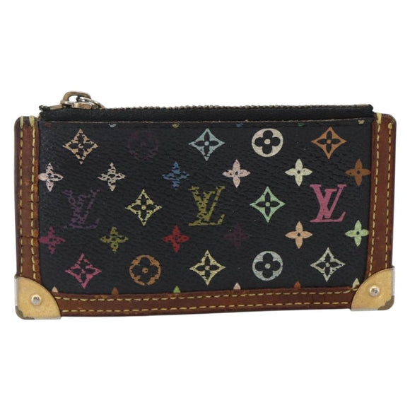 LOUIS VUITTON Multicolor Pochette Cles Coin Purse Black M13664 LV Auth 146244