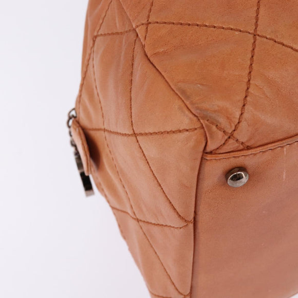 CHANEL Wild Stitch Matelasse Shoulder Bag Leather Brown CC Auth 146246