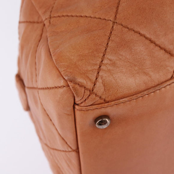 CHANEL Wild Stitch Matelasse Shoulder Bag Leather Brown CC Auth 146246