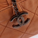 CHANEL Wild Stitch Matelasse Shoulder Bag Leather Brown CC Auth 146246-17