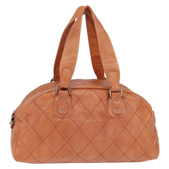 CHANEL Wild Stitch Matelasse Shoulder Bag Leather Brown CC Auth 146246