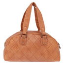 CHANEL Wild Stitch Matelasse Shoulder Bag Leather Brown CC Auth 146246-2