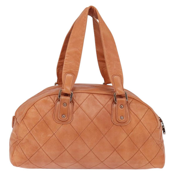 CHANEL Wild Stitch Matelasse Shoulder Bag Leather Brown CC Auth 146246