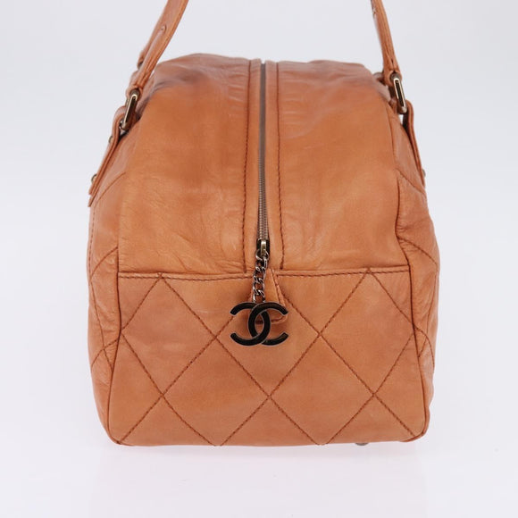 CHANEL Wild Stitch Matelasse Shoulder Bag Leather Brown CC Auth 146246