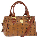 MCM Vicetos Logogram Hand Bag PVC 2way Brown Gold Auth 146250-1