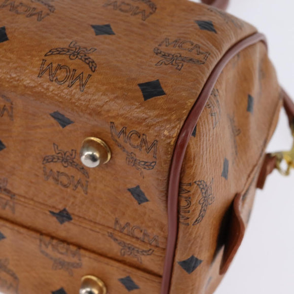 MCM Vicetos Logogram Hand Bag PVC 2way Brown Gold Auth 146250