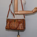 MCM Vicetos Logogram Hand Bag PVC 2way Brown Gold Auth 146250-22