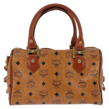 MCM Vicetos Logogram Hand Bag PVC 2way Brown Gold Auth 146250 - 0