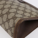 GUCCI GG Supreme Web Sherry Line Clutch Bag PVC Beige Red 156 01 033 Auth 146257-15