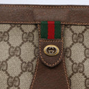 GUCCI GG Supreme Web Sherry Line Clutch Bag PVC Beige Red 156 01 033 Auth 146257-8