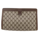 GUCCI GG Supreme Web Sherry Line Clutch Bag PVC Beige Red 156 01 033 Auth 146257-2