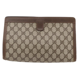 GUCCI GG Supreme Web Sherry Line Clutch Bag PVC Beige Red 156 01 033 Auth 146257 - 0