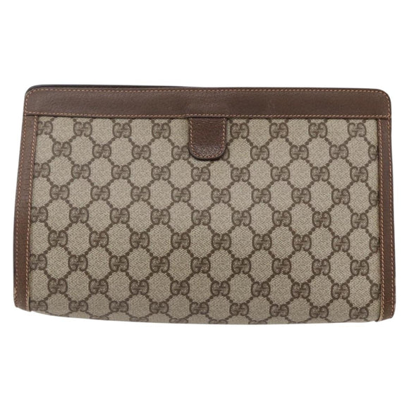 GUCCI GG Supreme Web Sherry Line Clutch Bag PVC Beige Red 156 01 033 Auth 146257