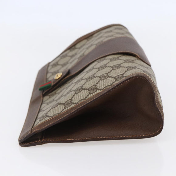 GUCCI GG Supreme Web Sherry Line Clutch Bag PVC Beige Red 156 01 033 Auth 146257