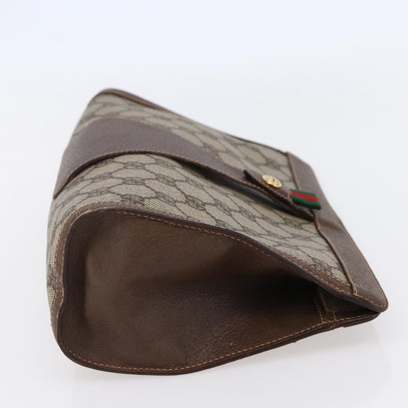 GUCCI GG Supreme Web Sherry Line Clutch Bag PVC Beige Red 156 01 033 Auth 146257