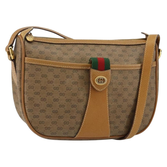 GUCCI Micro GG Supreme Web Sherry Line Bag PVC Beige Gold 89 02 032 Auth 146259
