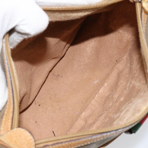 GUCCI Micro GG Supreme Web Sherry Line Bag PVC Beige Gold 89 02 032 Auth 146259