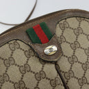 GUCCI GG Supreme Web Sherry Line Bag PVC Beige Gold 904 02 047 Auth 146261-17