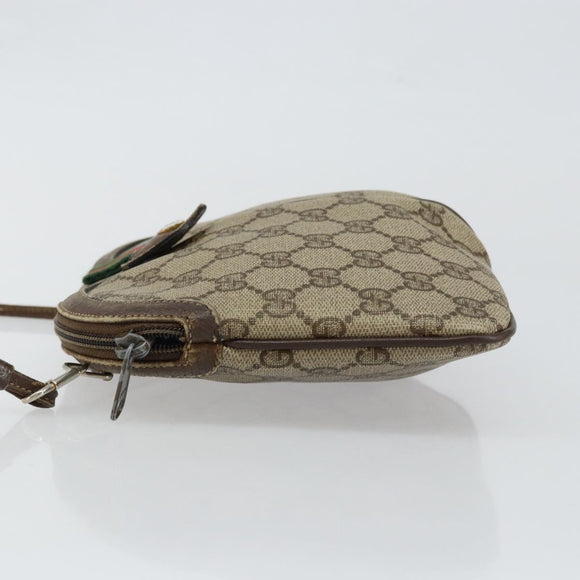 GUCCI GG Supreme Web Sherry Line Bag PVC Beige Gold 904 02 047 Auth 146261