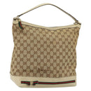 GUCCI GG Canvas Web Sherry Line Pretty Bag Beige Gold 257064 Auth 146262-1