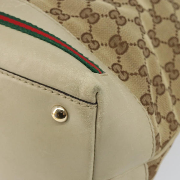 GUCCI GG Canvas Web Sherry Line Pretty Bag Beige Gold 257064 Auth 146262