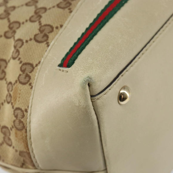 GUCCI GG Canvas Web Sherry Line Pretty Bag Beige Gold 257064 Auth 146262