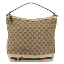 GUCCI GG Canvas Web Sherry Line Pretty Bag Beige Gold 257064 Auth 146262-13