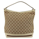 GUCCI GG Canvas Web Sherry Line Pretty Bag Beige Gold 257064 Auth 146262-2