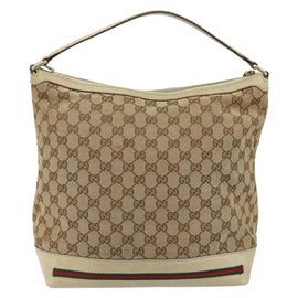 GUCCI GG Canvas Web Sherry Line Pretty Bag Beige Gold 257064 Auth 146262 - 0