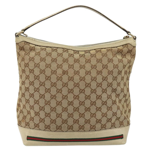 GUCCI GG Canvas Web Sherry Line Pretty Bag Beige Gold 257064 Auth 146262