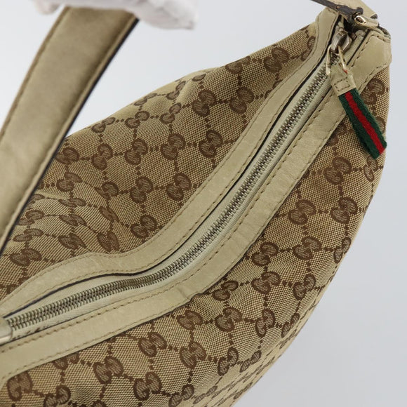 GUCCI GG Canvas Web Sherry Line Pretty Bag Beige Gold 257064 Auth 146262