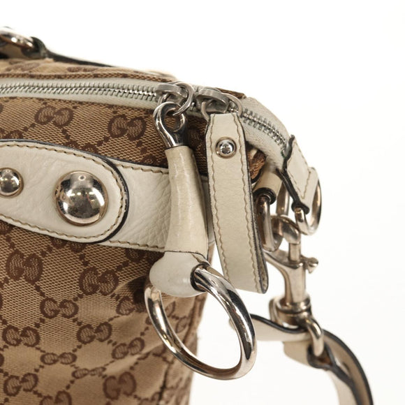 GUCCI GG Canvas Horsebit Tote Bag 2way Beige Gold 232949 Auth 146265