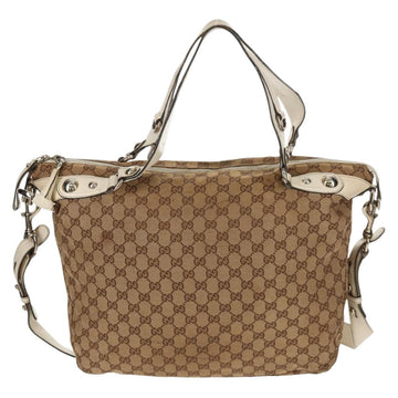 GUCCI GG Canvas Horsebit Tote Bag 2way Beige Gold 232949 Auth 146265 - 0