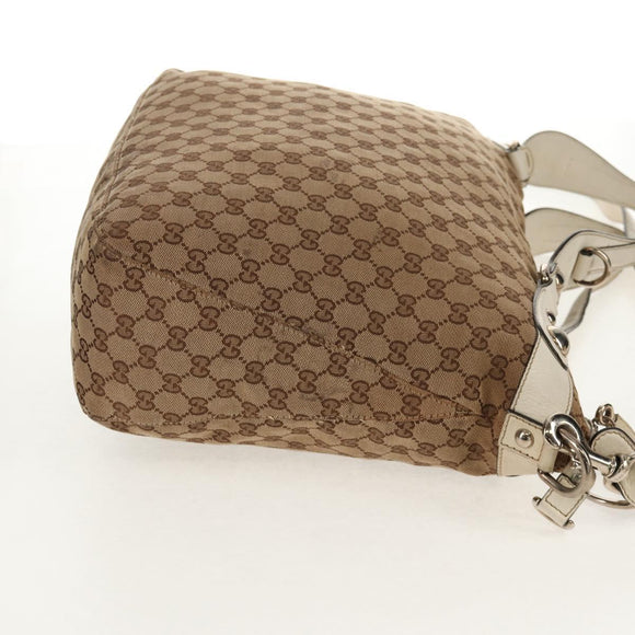 GUCCI GG Canvas Horsebit Tote Bag 2way Beige Gold 232949 Auth 146265