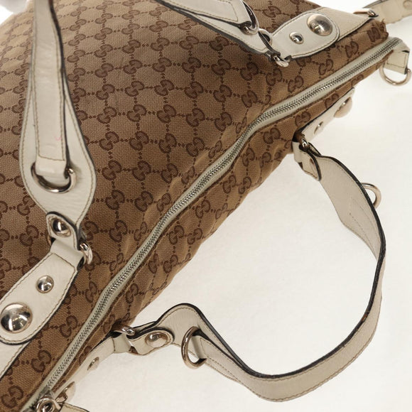 GUCCI GG Canvas Horsebit Tote Bag 2way Beige Gold 232949 Auth 146265