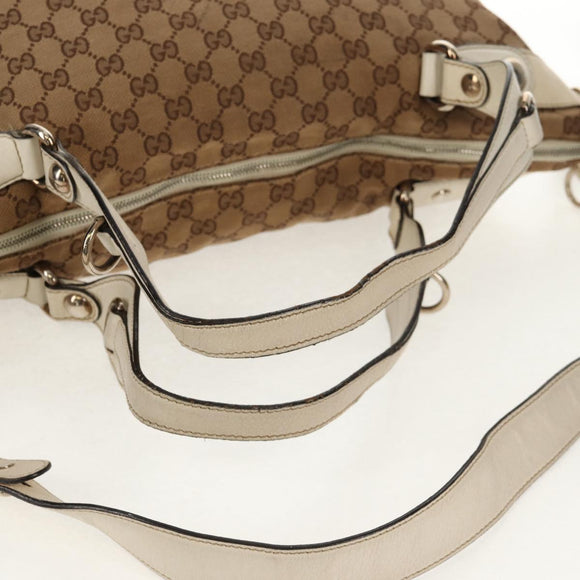 GUCCI GG Canvas Horsebit Tote Bag 2way Beige Gold 232949 Auth 146265