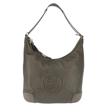 GUCCI Soho Chain Shoulder Bag Leather Gray 326706 Auth 146271 - 0