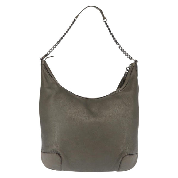 GUCCI Soho Chain Shoulder Bag Leather Gray 326706 Auth 146271