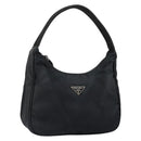 PRADA Hand Bag Nylon Black Silver Auth 146276-1