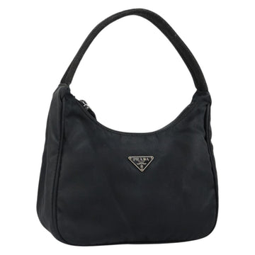 PRADA Hand Bag Nylon Black Silver Auth 146276