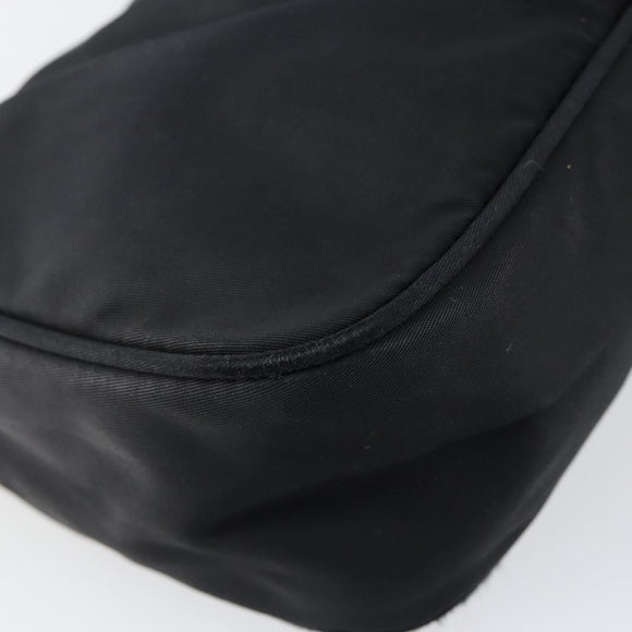 PRADA Hand Bag Nylon Black Silver Auth 146276