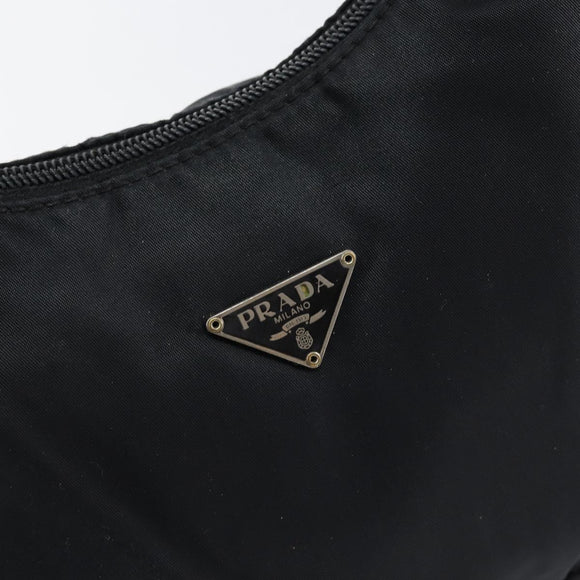 PRADA Hand Bag Nylon Black Silver Auth 146276