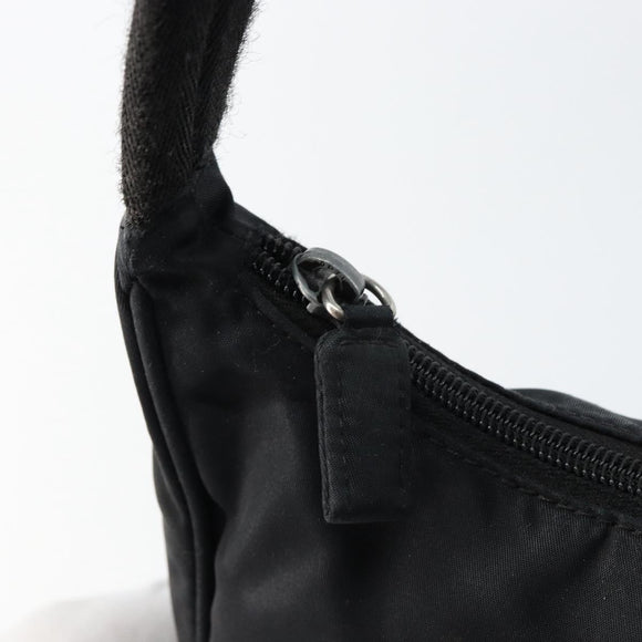 PRADA Hand Bag Nylon Black Silver Auth 146276