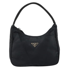 PRADA Hand Bag Nylon Black Silver Auth 146276 - 0
