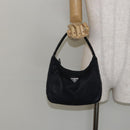 PRADA Hand Bag Nylon Black Silver Auth 146276-22