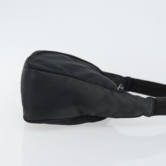 PRADA Hand Bag Nylon Black Silver Auth 146276