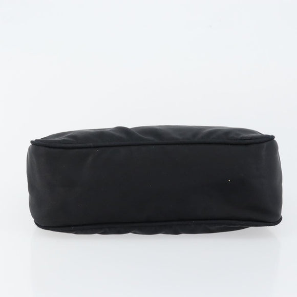 PRADA Hand Bag Nylon Black Silver Auth 146276